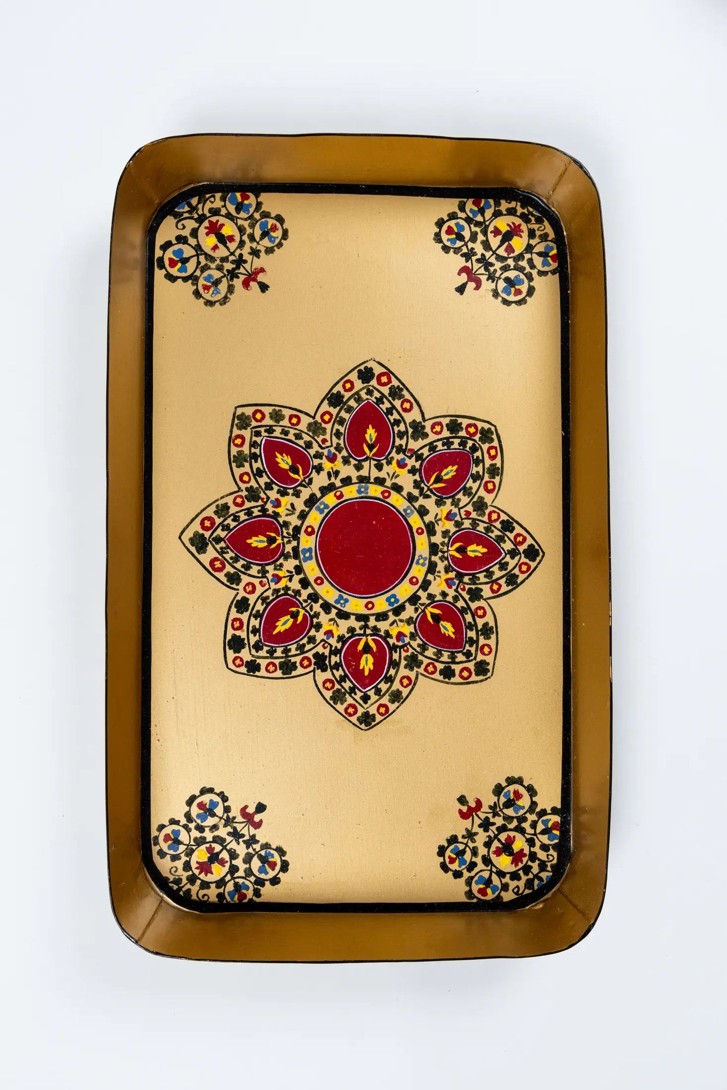Hand-Painted Festive Decorative Iron Tray