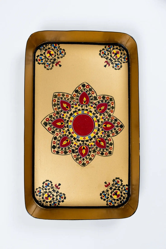 Hand-Painted Festive Decorative Iron Tray