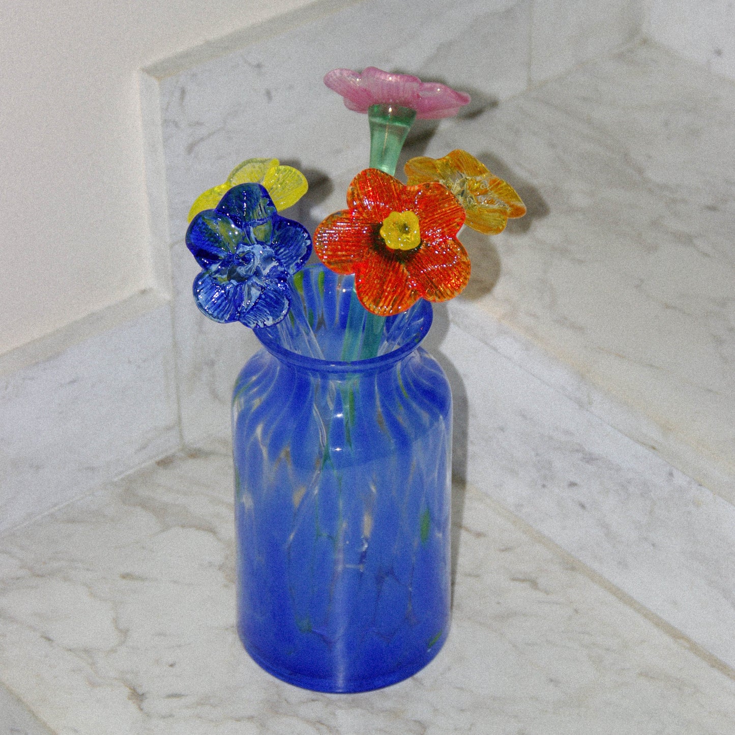 Mouth-Blown Crystal Flower Bouquet