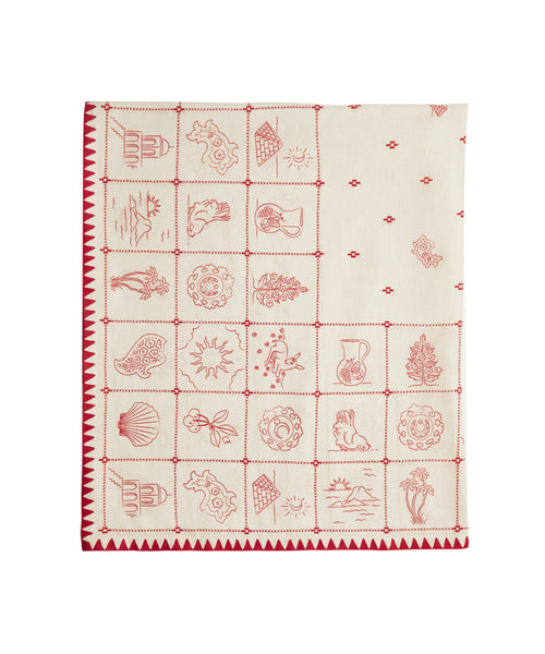 Redwork Tablecloth Red