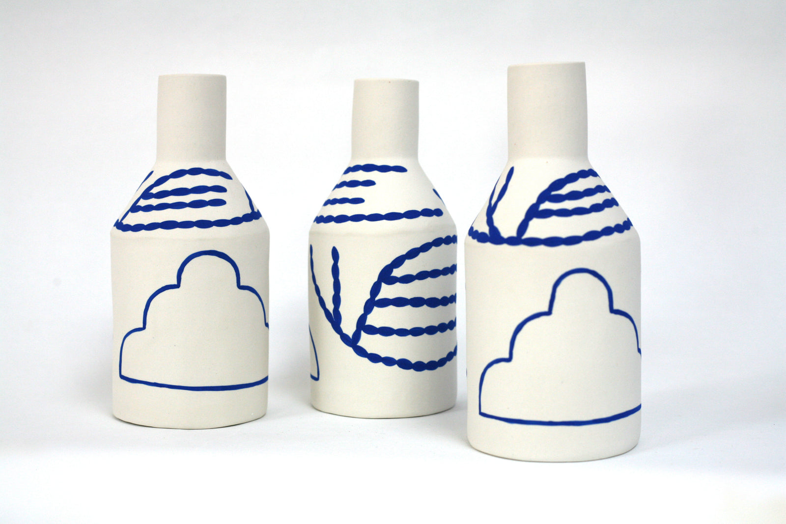 Porcelain Bottle Vase in Cloud and Coral
