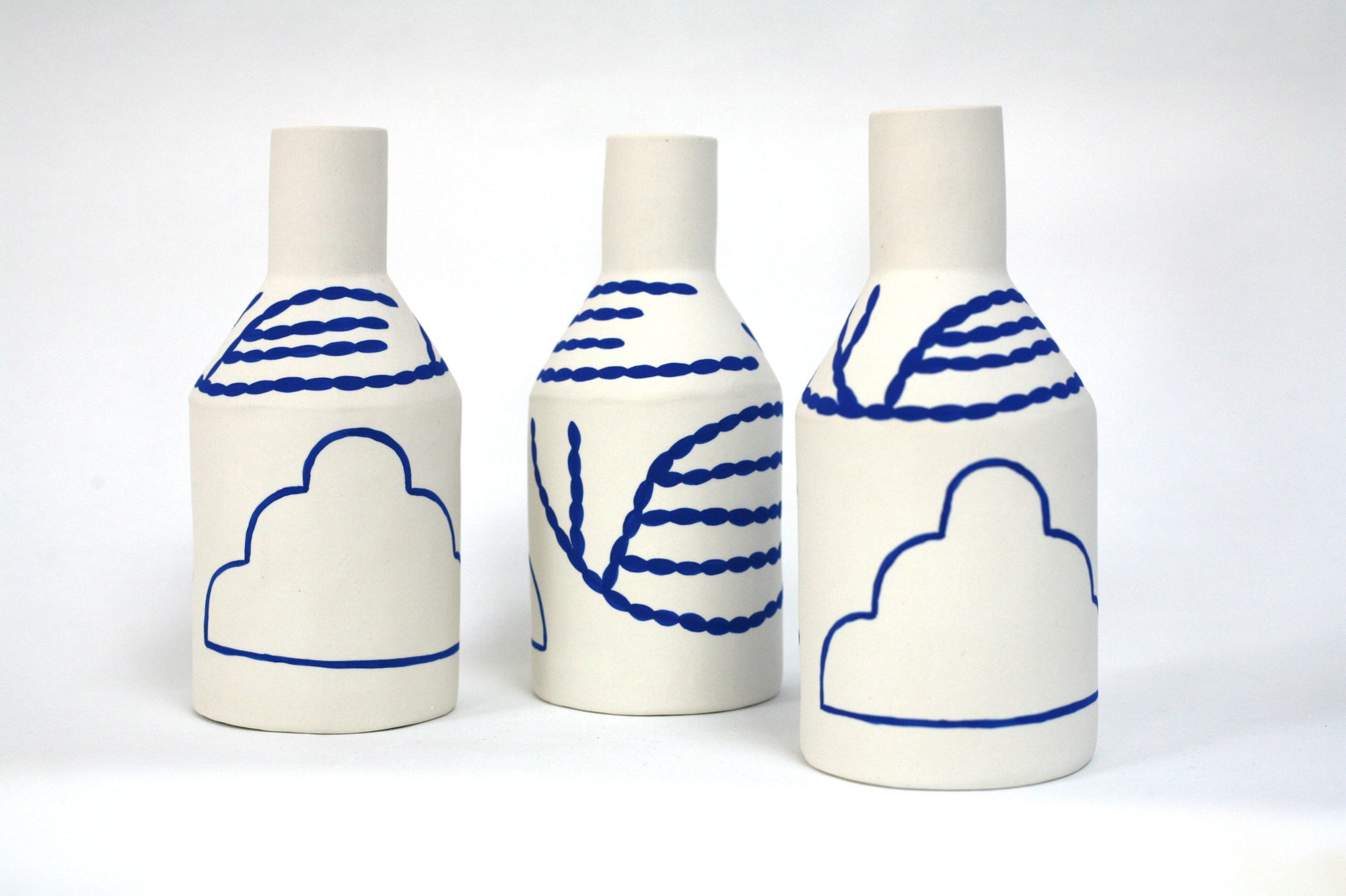 Porcelain Bottle Vase in Cloud and Coral