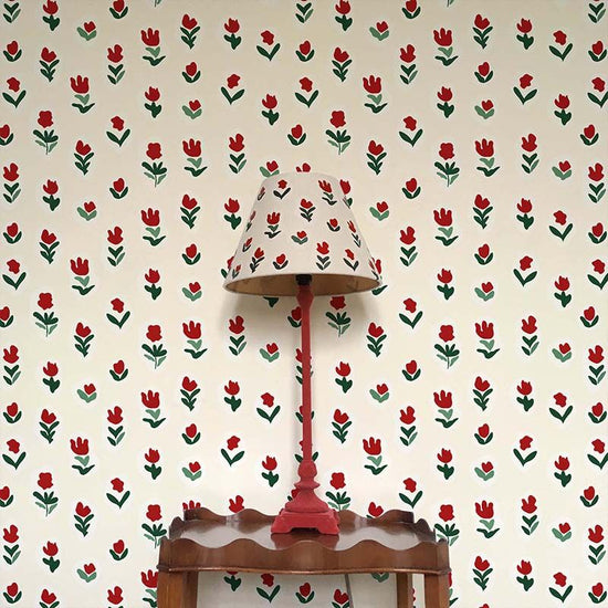 Little Wild Tulips Wallpaper - Red