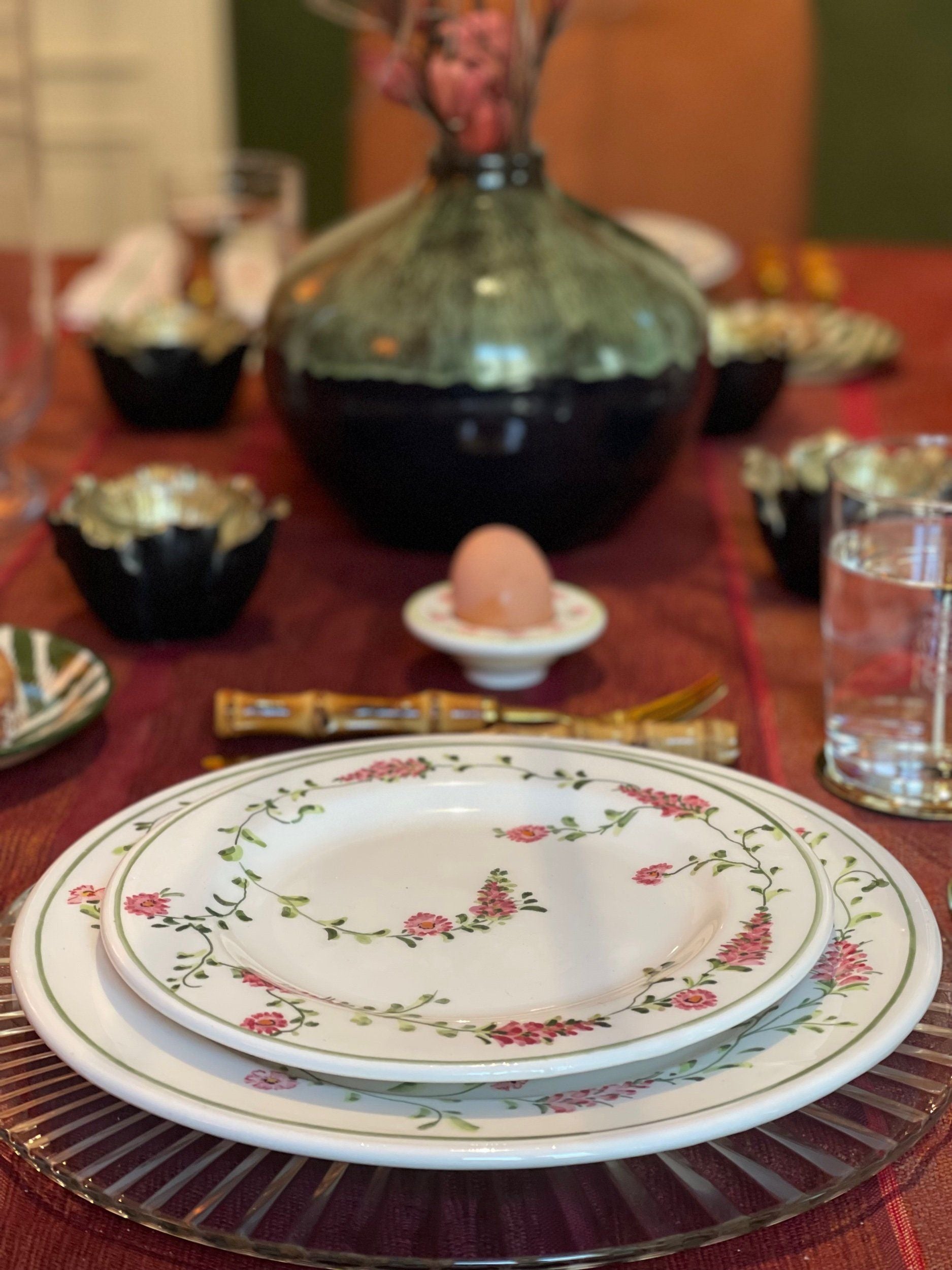 Ceramic Floral Plate Set of Four
