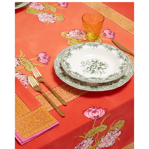 Cotton Cloth 180x180cm Tea Flower Red Orange