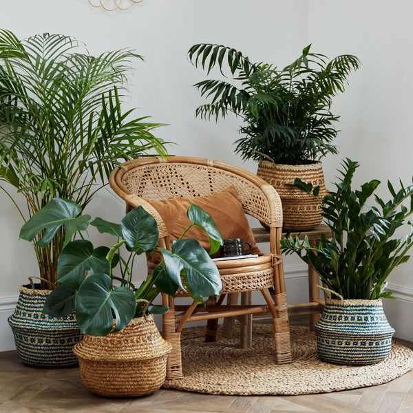 Seagrass Tribal Amber Lined Basket Medium