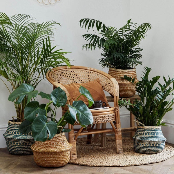 Seagrass Tribal Amber Lined Basket Medium