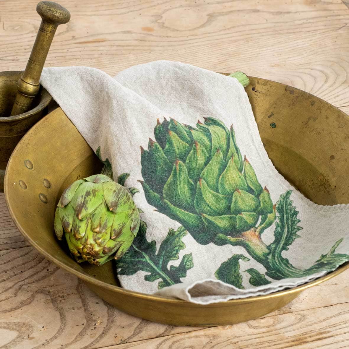 Linen Kitchen Towels ARTICHOKE & BEETROOT Set of 2