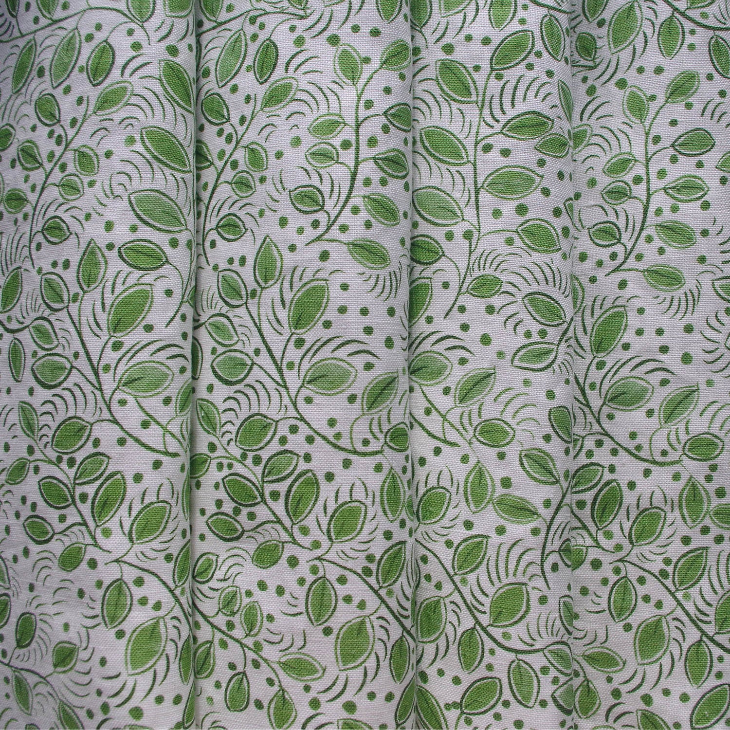 Printed Little Leaves Fabric - Green
