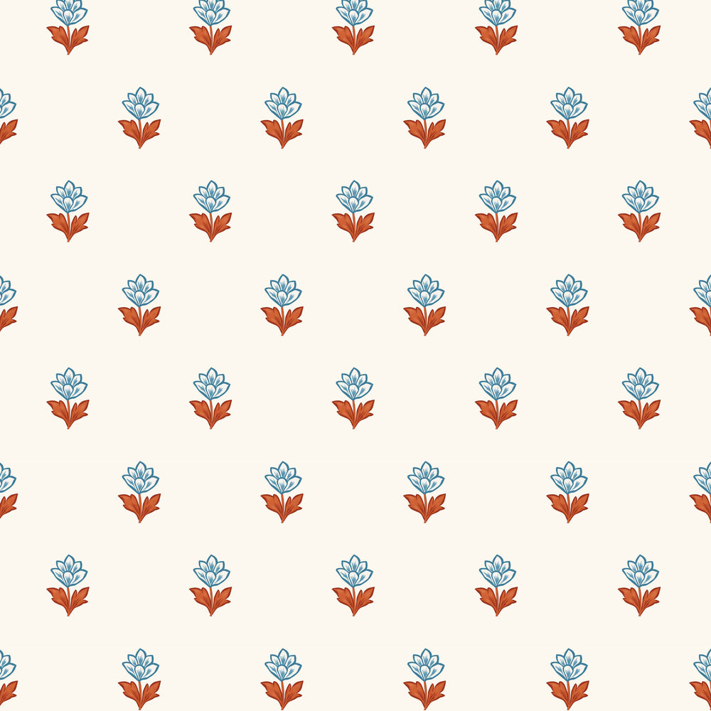 Indian Tulips Wallpaper - Blue and Brown