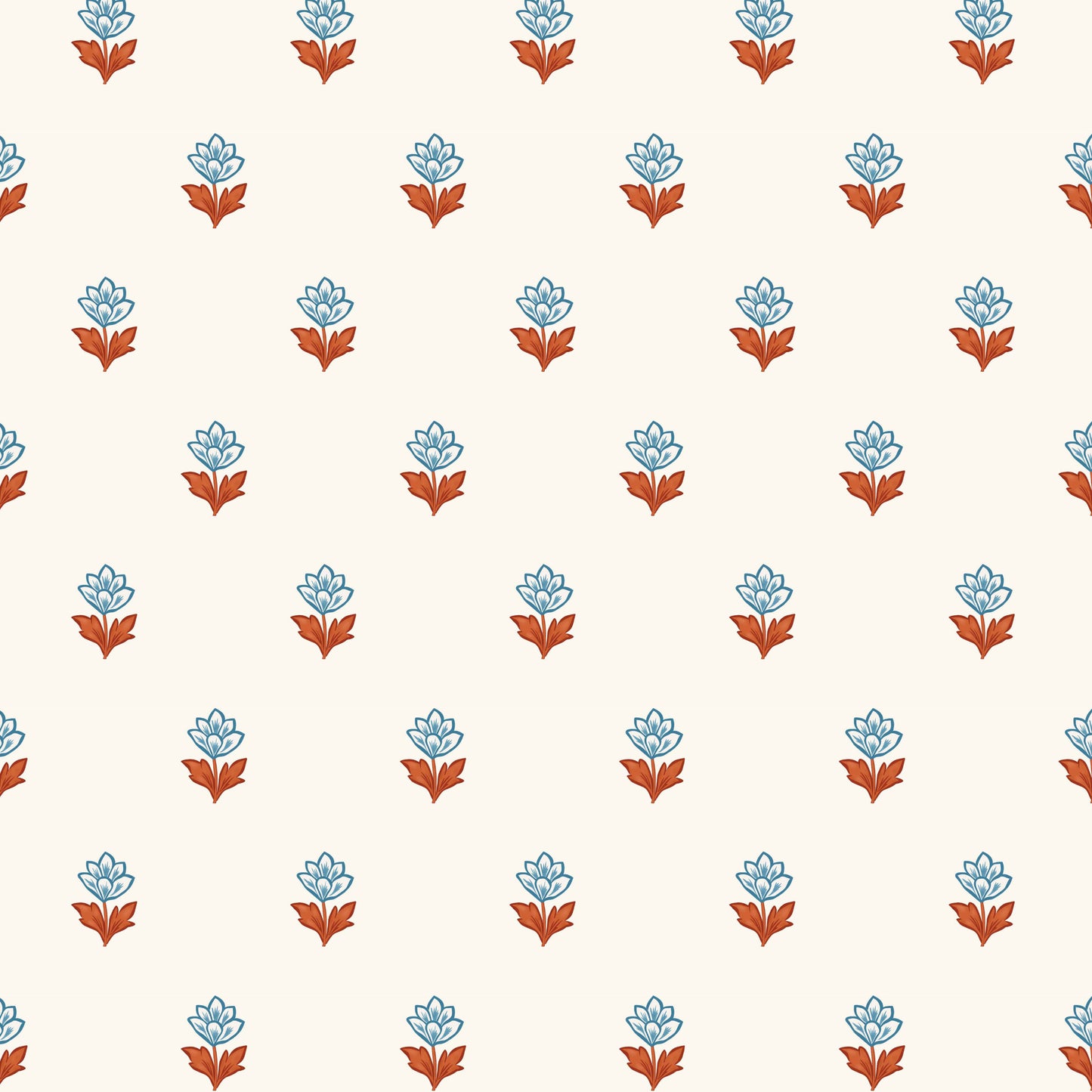 Indian Tulips Wallpaper - Blue and Brown