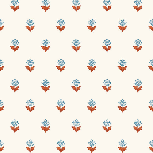 Indian Tulips Wallpaper - Blue and Brown