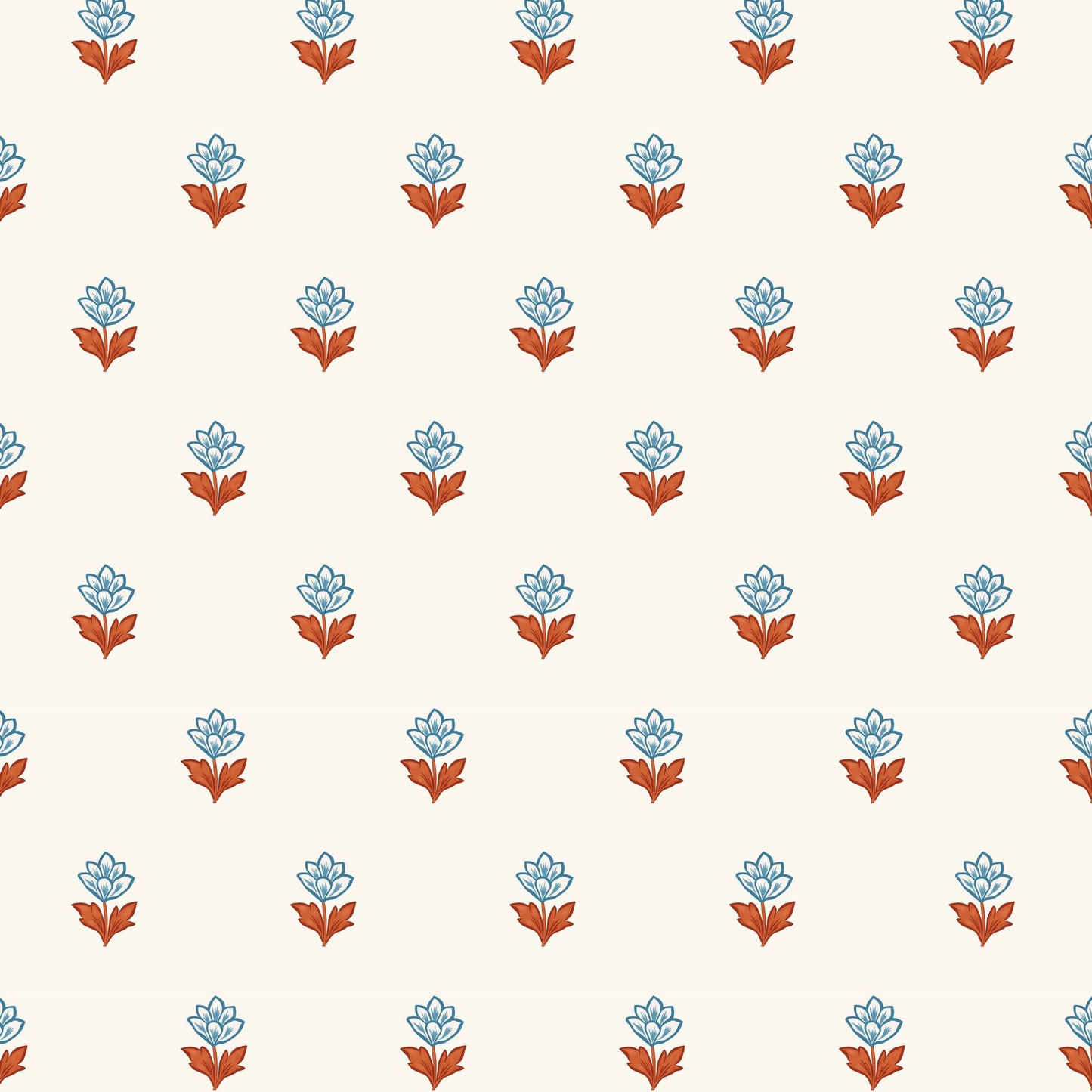 Indian Tulips Wallpaper - Blue and Brown