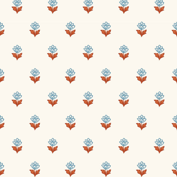 Indian Tulips Wallpaper - Blue and Brown