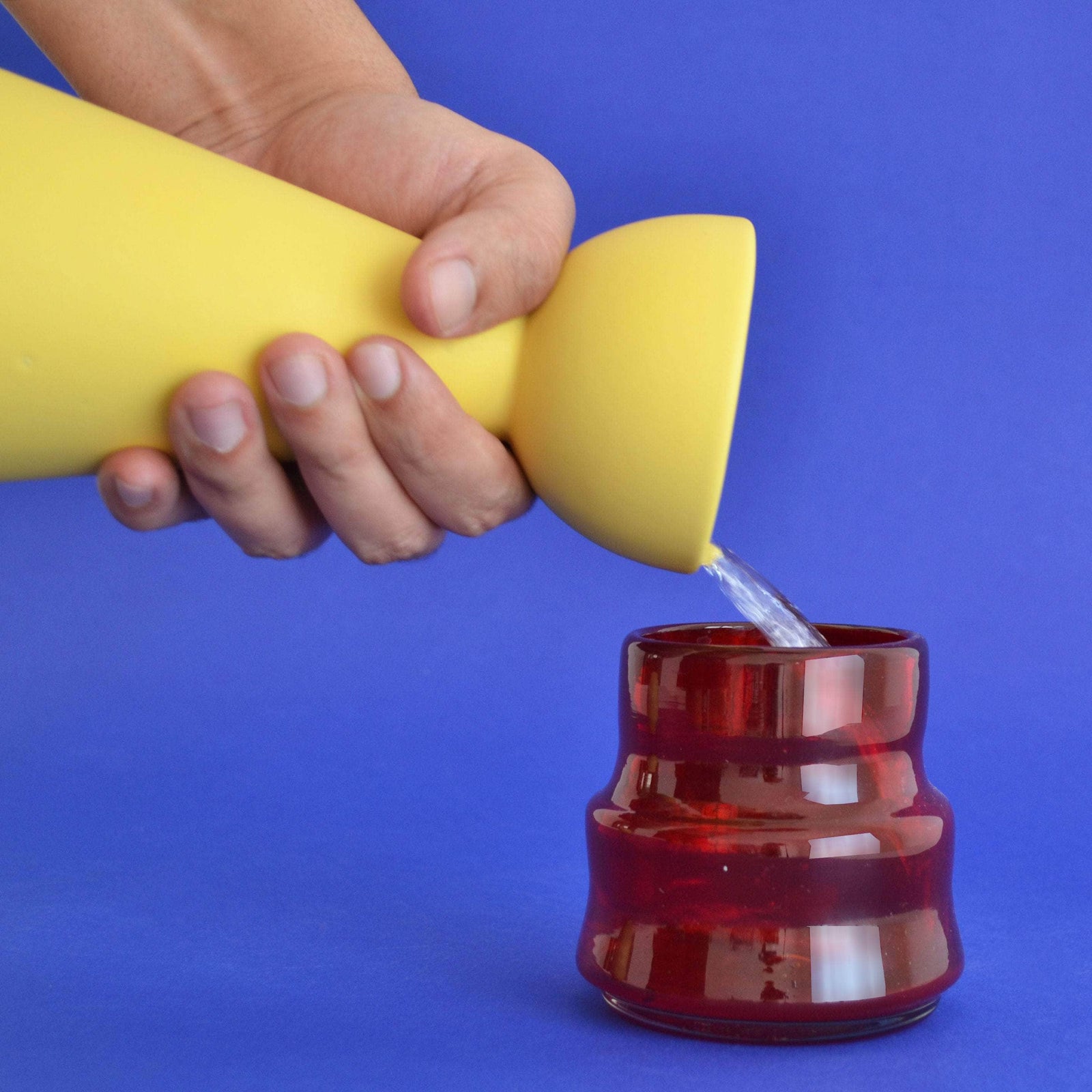 Half Moon Carafe With 2 Cups, Yellow