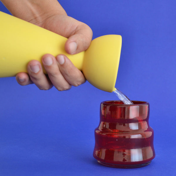 Half Moon Carafe With 2 Cups, Yellow