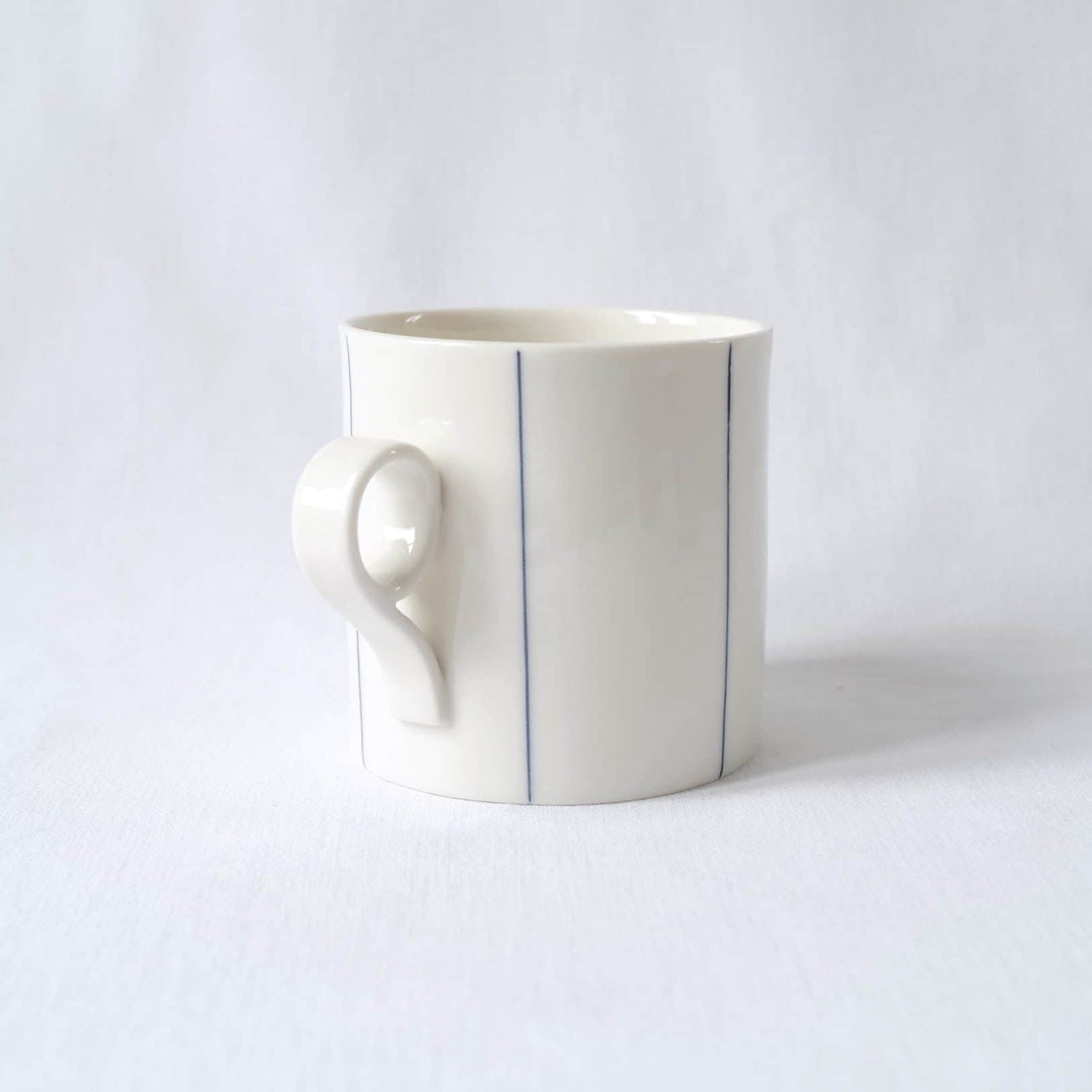 Large Mug with Blue Stripes - Loop Handle