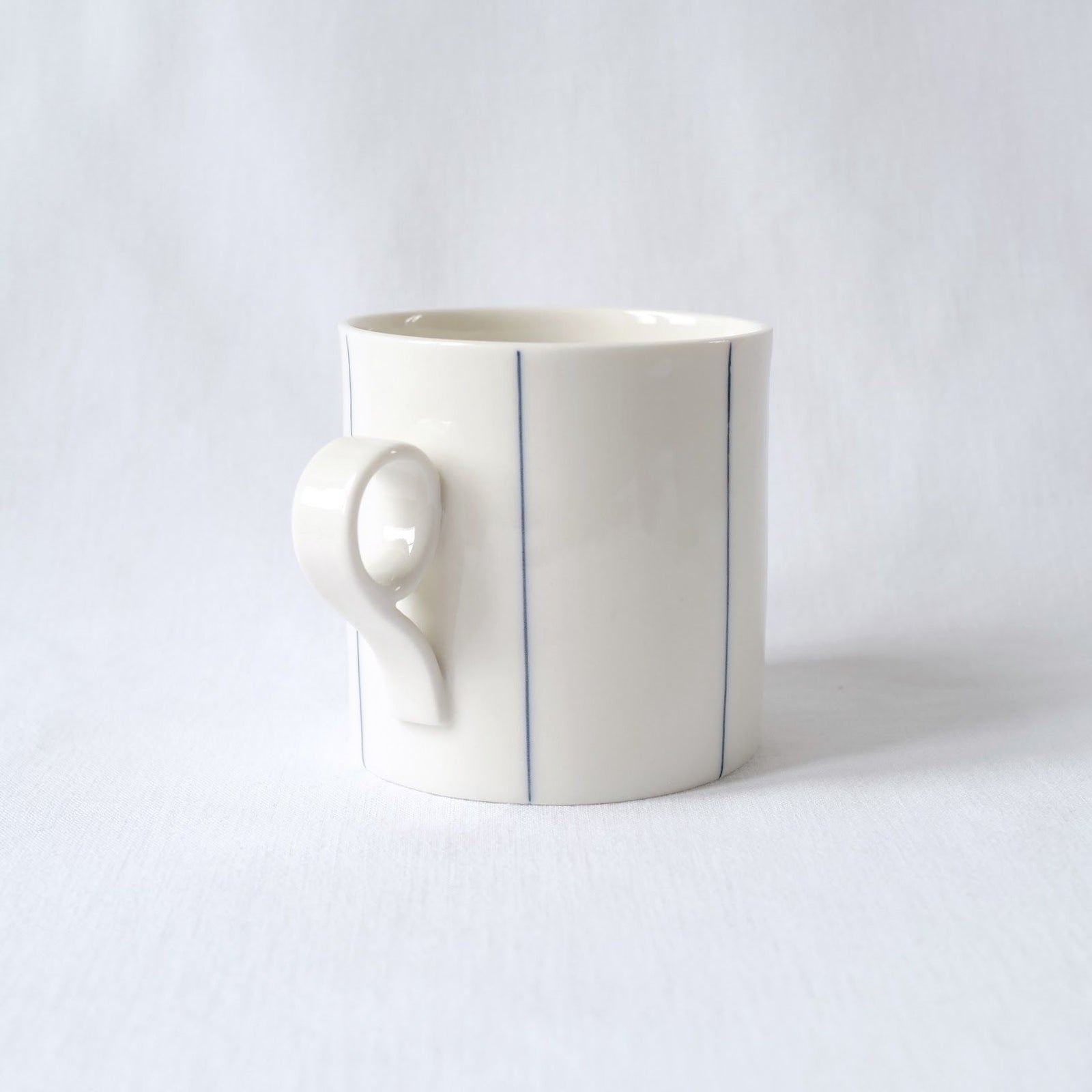 Large Mug with Blue Stripes - Loop Handle