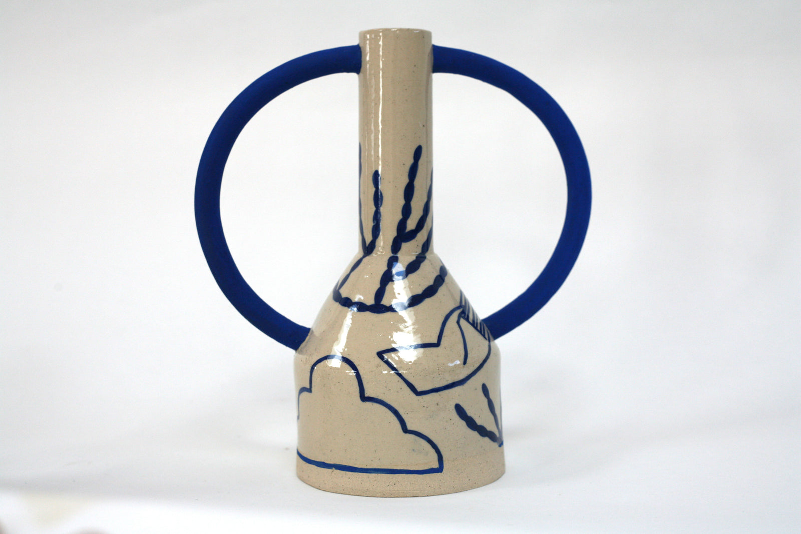 Extra Large Hand Painted Jug Eared Vase