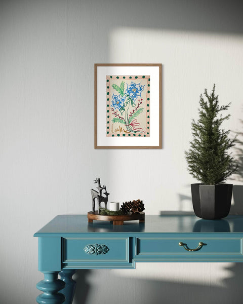 Multi-colored Florals on Natural Background I Original Painting A3