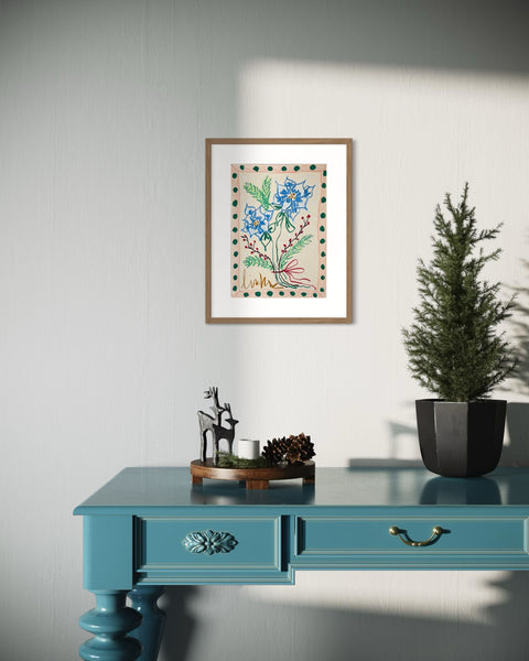 Multi-colored Florals on Natural Background I Original Painting A3