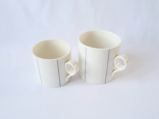 Large Mug with Blue Stripes - Loop Handle