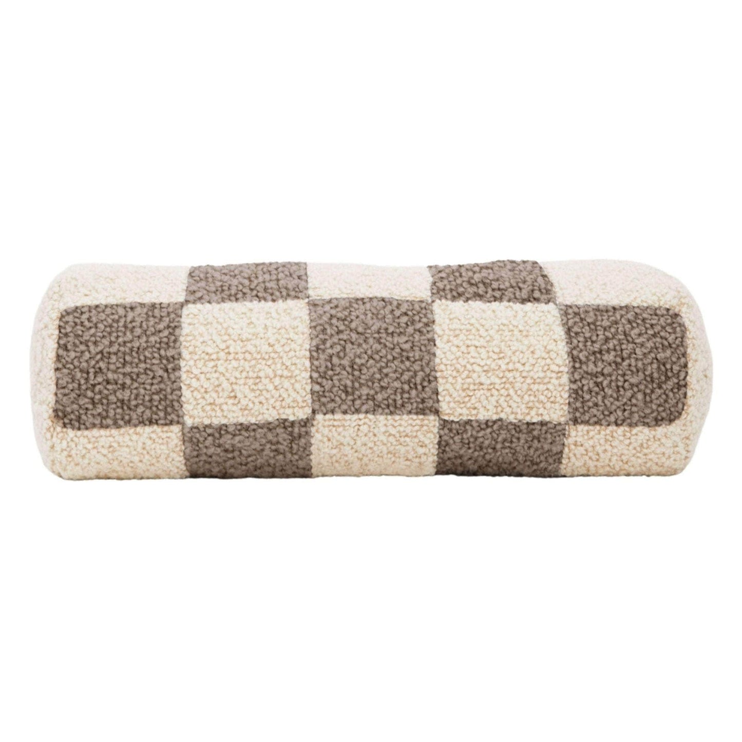Le Cylindre - Wool Bouclé Checkered Bolster Sawdust/Eggshell