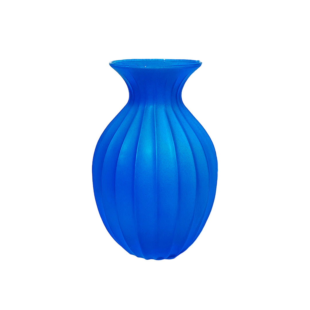 Blue Frosted Glass Vase