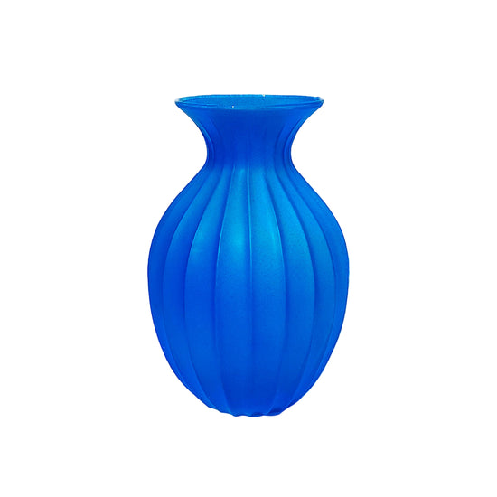 Blue Frosted Glass Vase