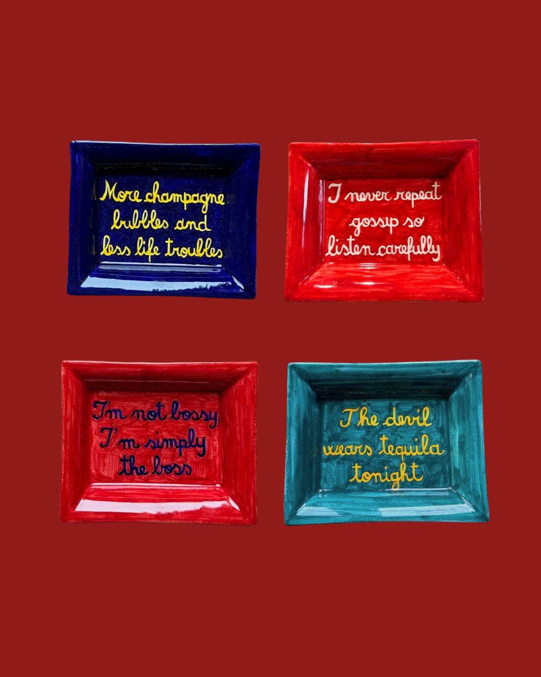 Sveva's Home Ceramic Quote Ashtray Mixed Set of 4