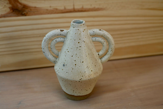 Diamond Vase with Double Handles in Heavy Speckle