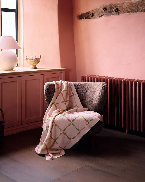 Ribbon Check Fabric (Plaster Pink and Sage Green)