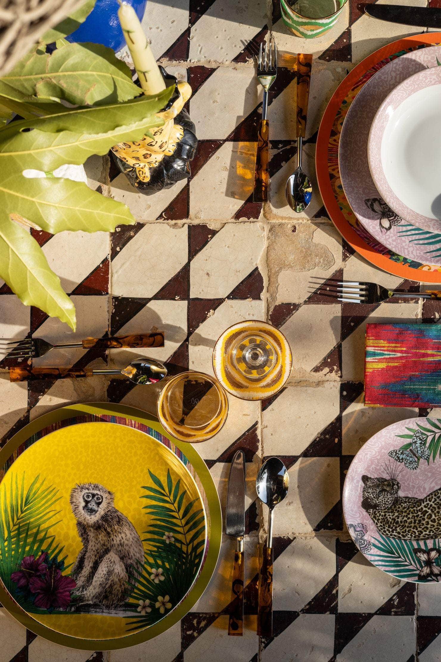 Les Ottomans x Matthew Williamson Porcelain Plate - Yellow Monkey