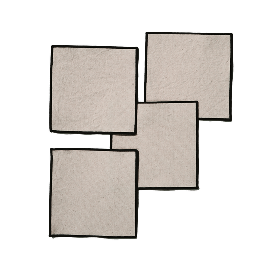 Cream Burlap Noir Cocktail Napkins | Set of 4