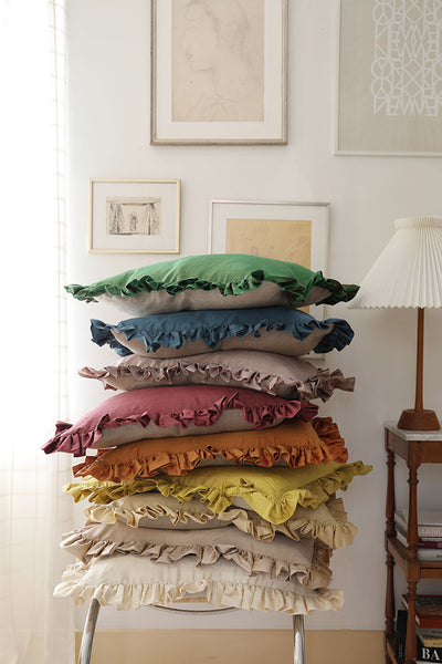 Ruffle Silk Cushion Lemon