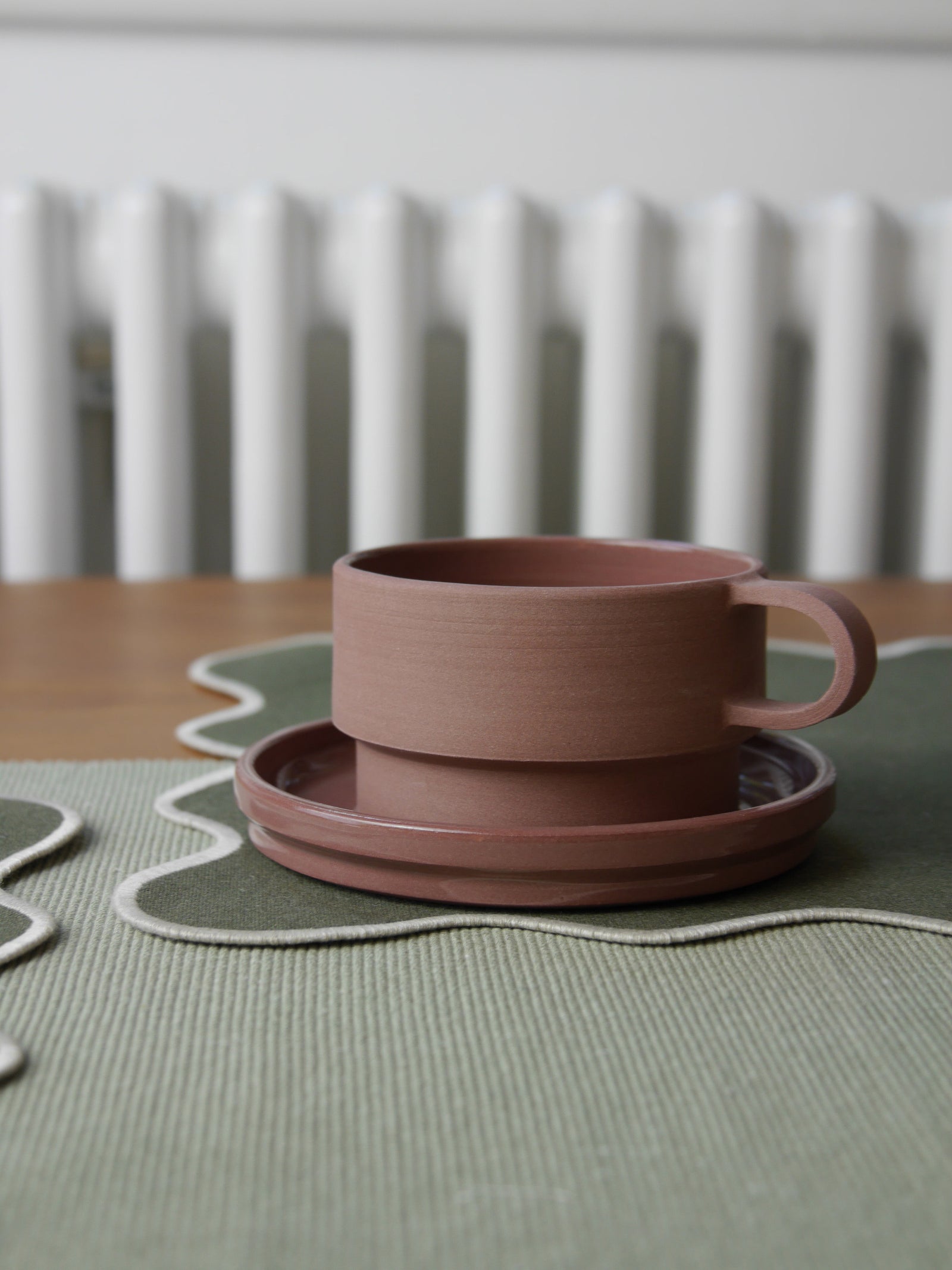 Angular Mug and Saucer Coffee Set, Damson