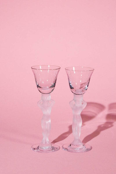 Vintage Glasses with Nude Stem, Bayel France