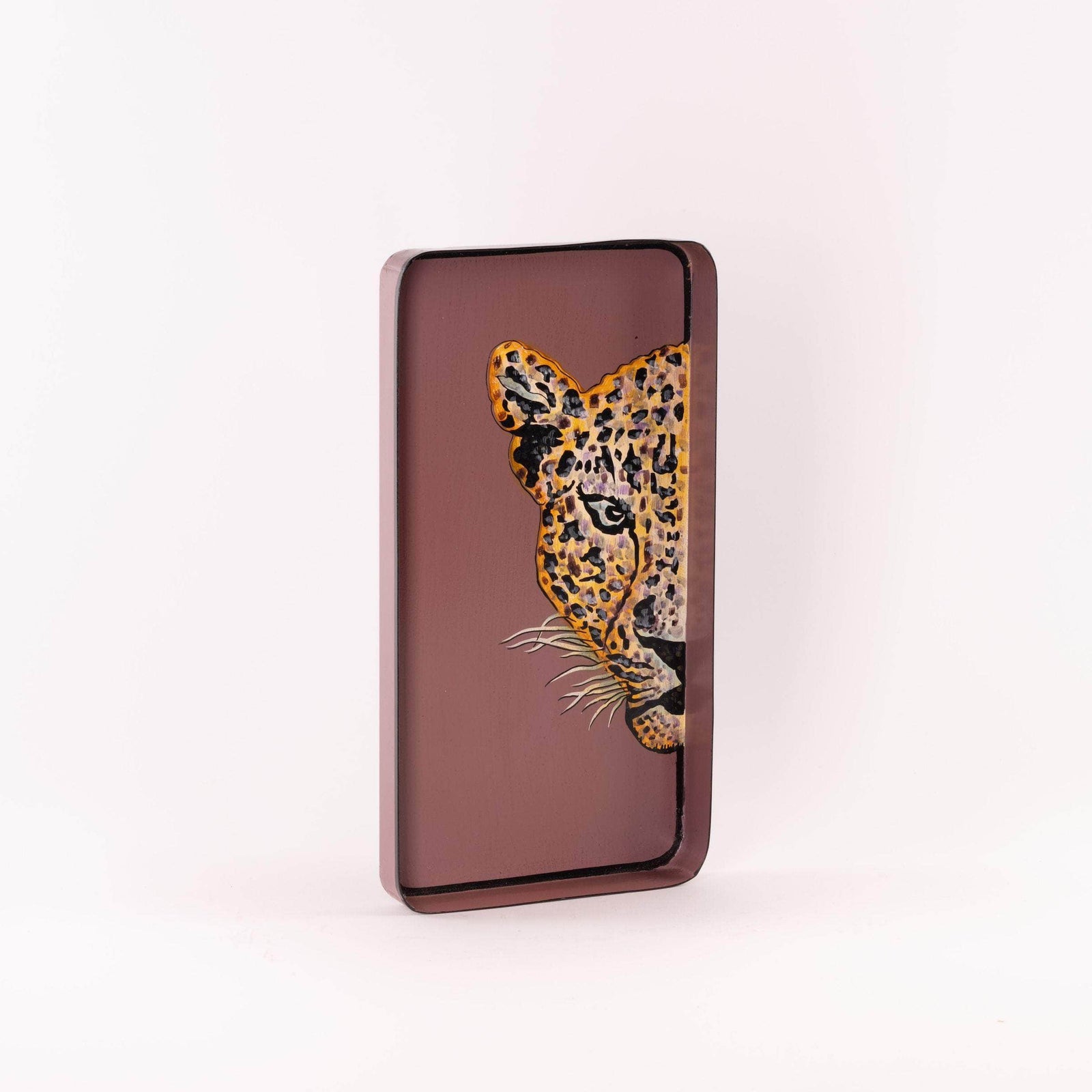 Fauna Hand-Painted Iron Tray - Leopard Left 01