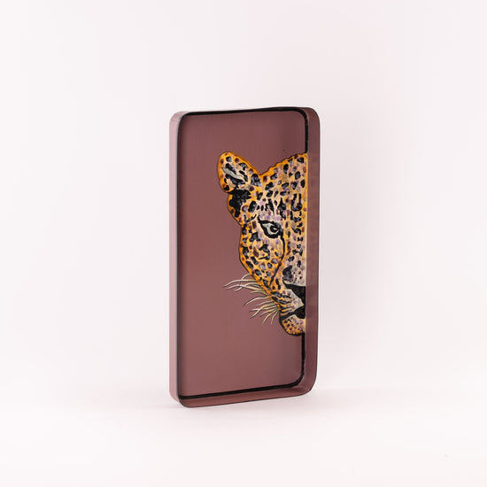 Fauna Hand-Painted Iron Tray - Leopard Left 01
