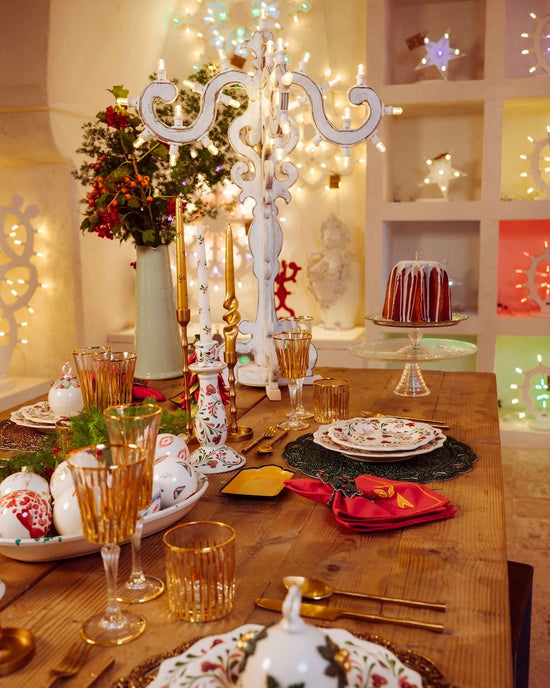 Hand-Painted Ceramic Christmas Candlestick Holder