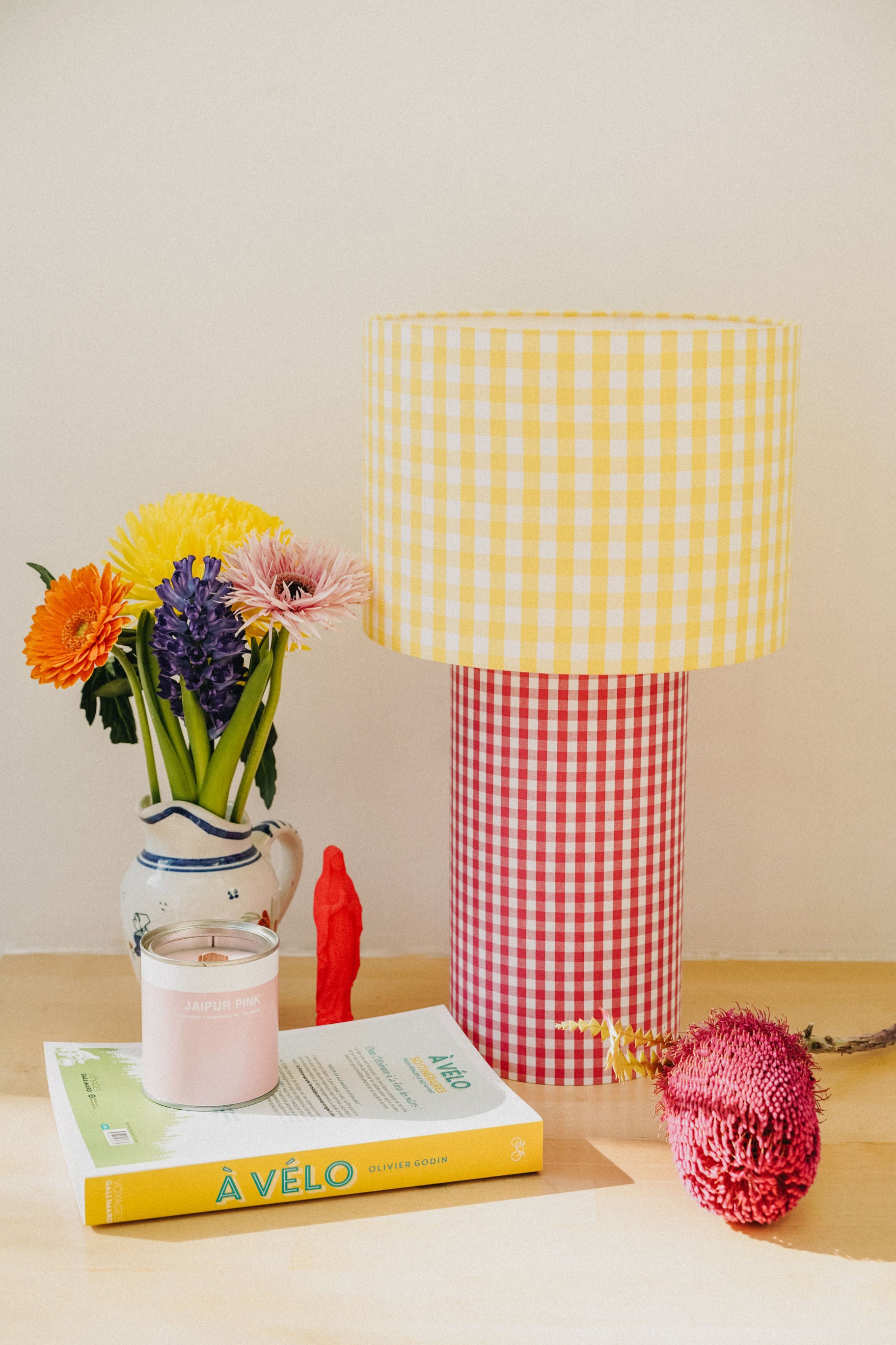 VICHY -Table Lamp Pink x Yellow Gingham Mix
