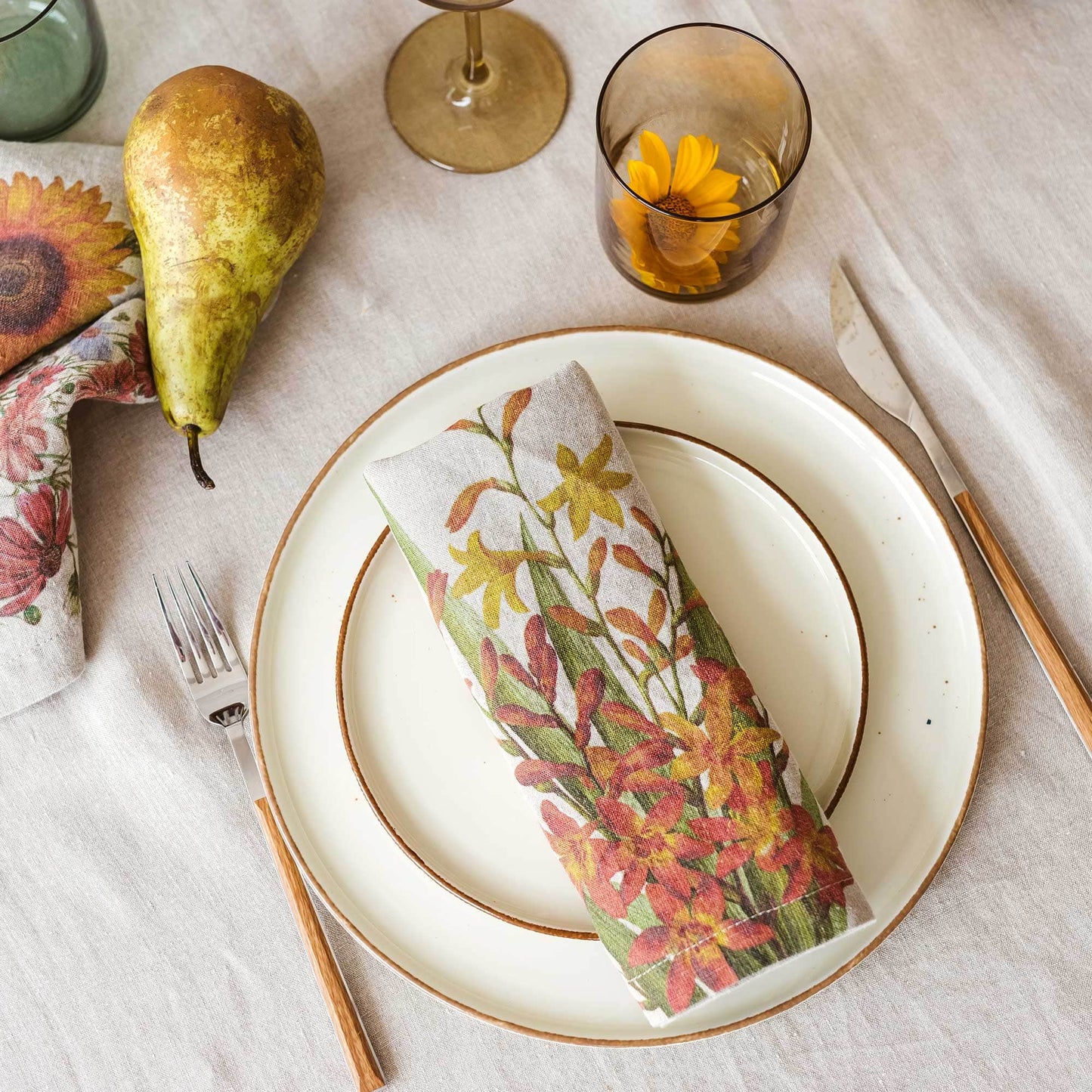 Linen Napkins COUNTRY FLOWERS Set of 6
