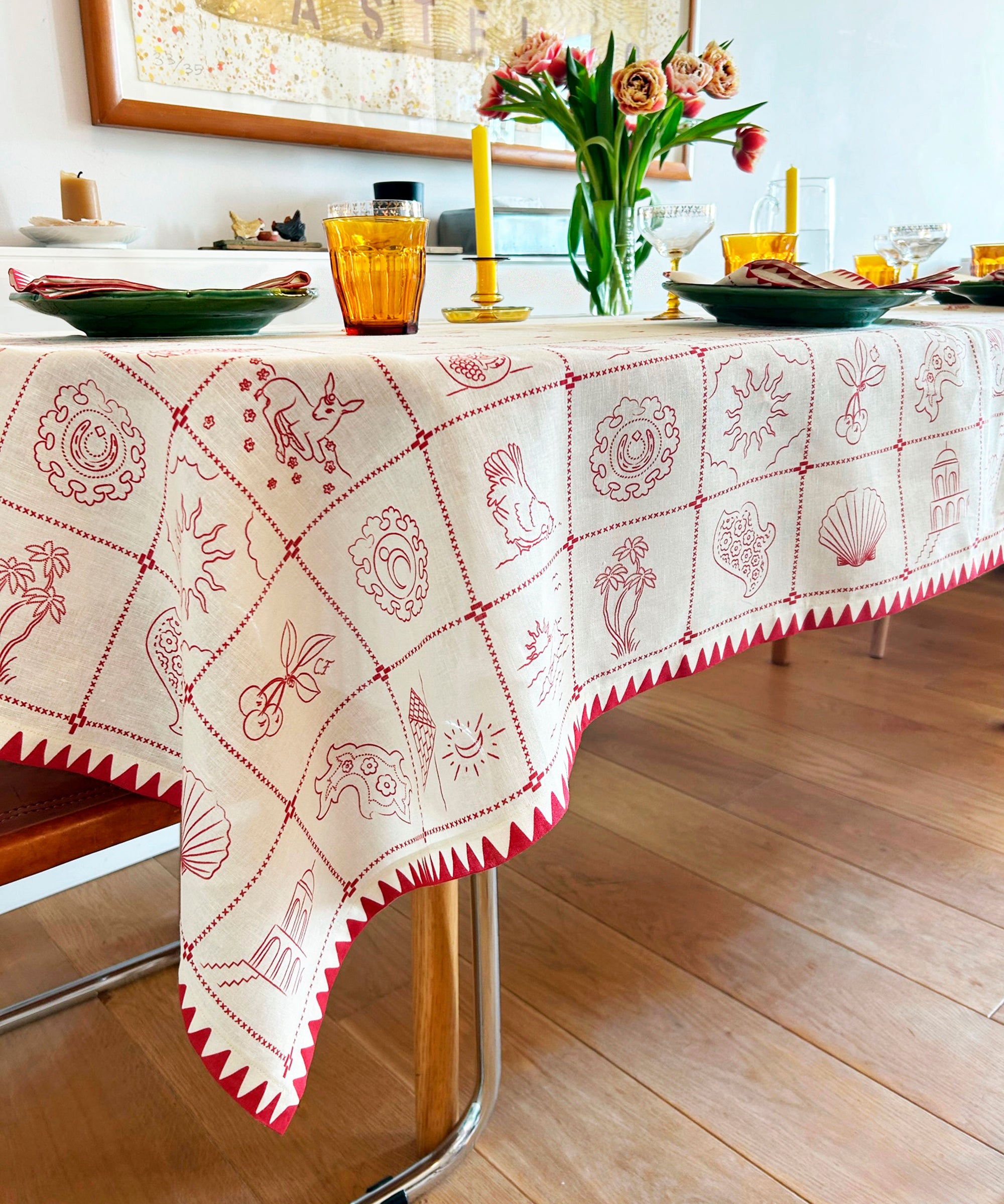 Redwork Tablecloth Red