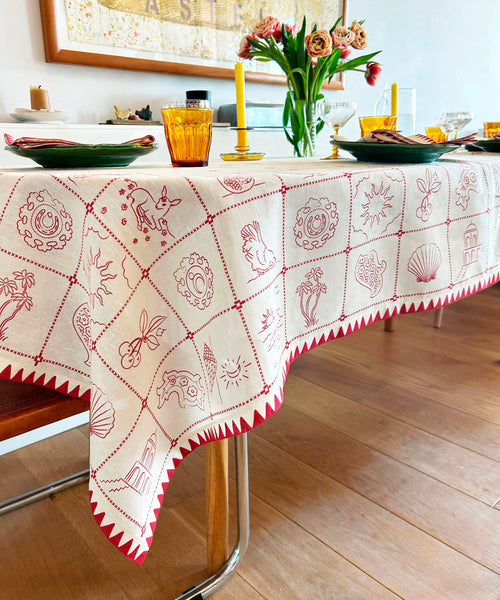 Redwork Tablecloth Red