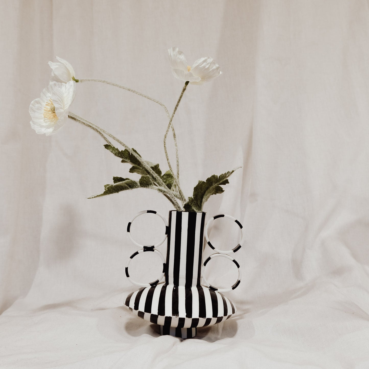 Small Zebrino - Classic Black & White Stripes - Porcelain Vase
