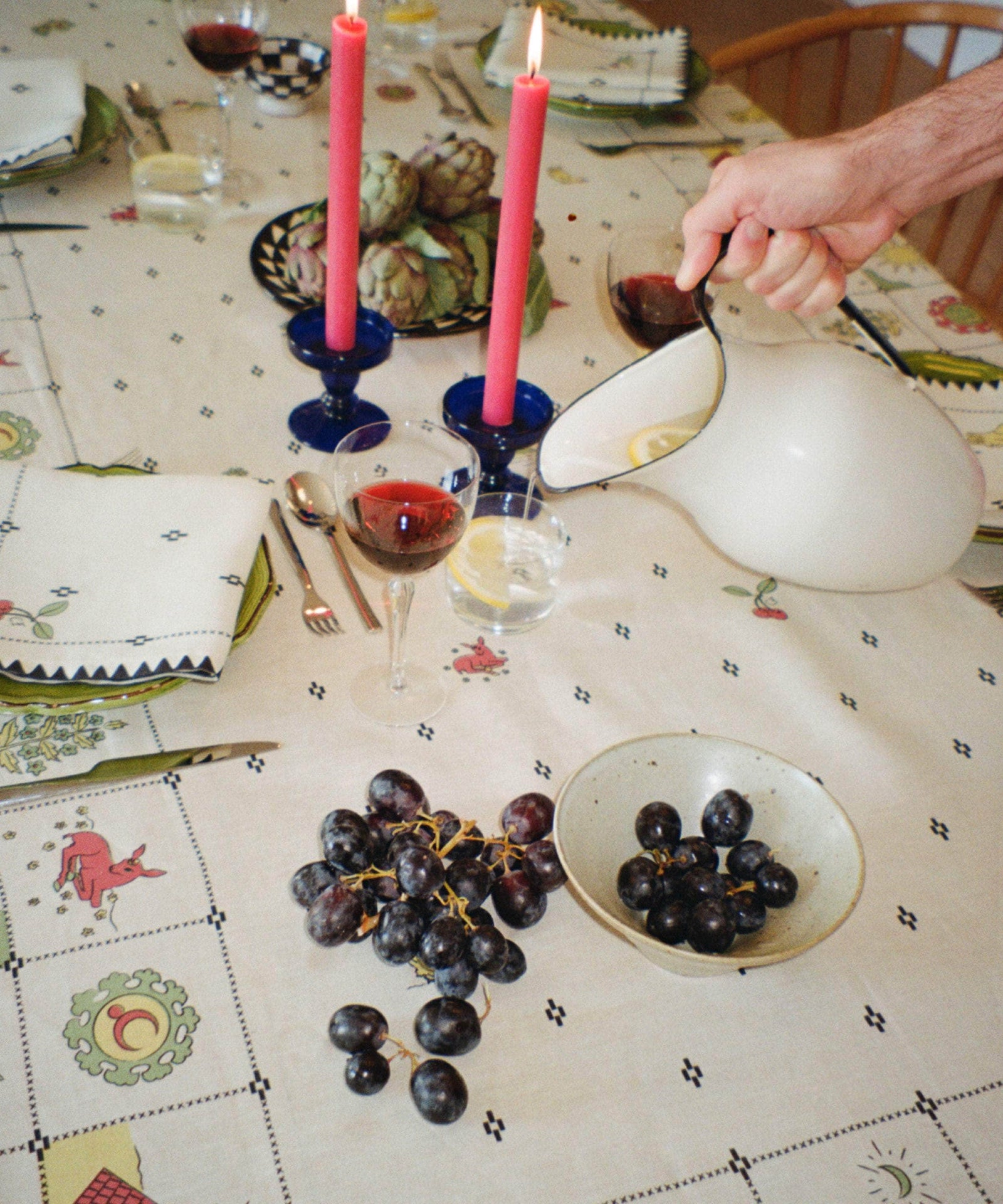 Redwork Tablecloth in Black