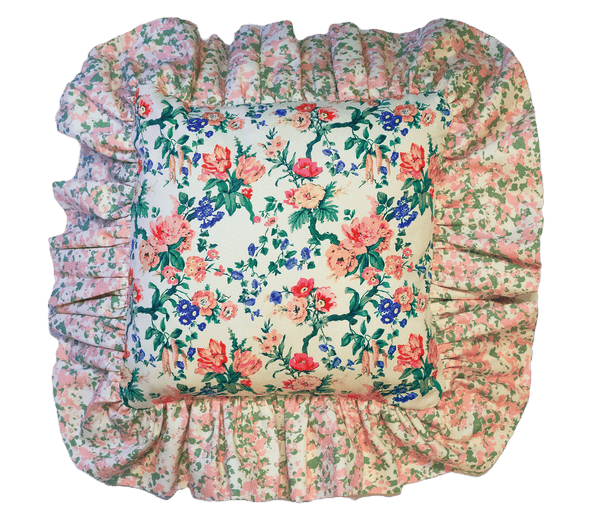 "Frilly fancy" cushion in Azelea Pink