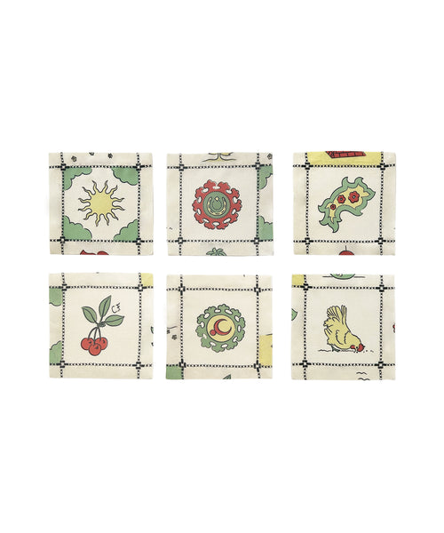 Re-Work Cocktail Napkins in Black Border Print- Set of Six