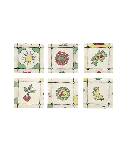 Re-Work Cocktail Napkins in Black Border Print- Set of Six
