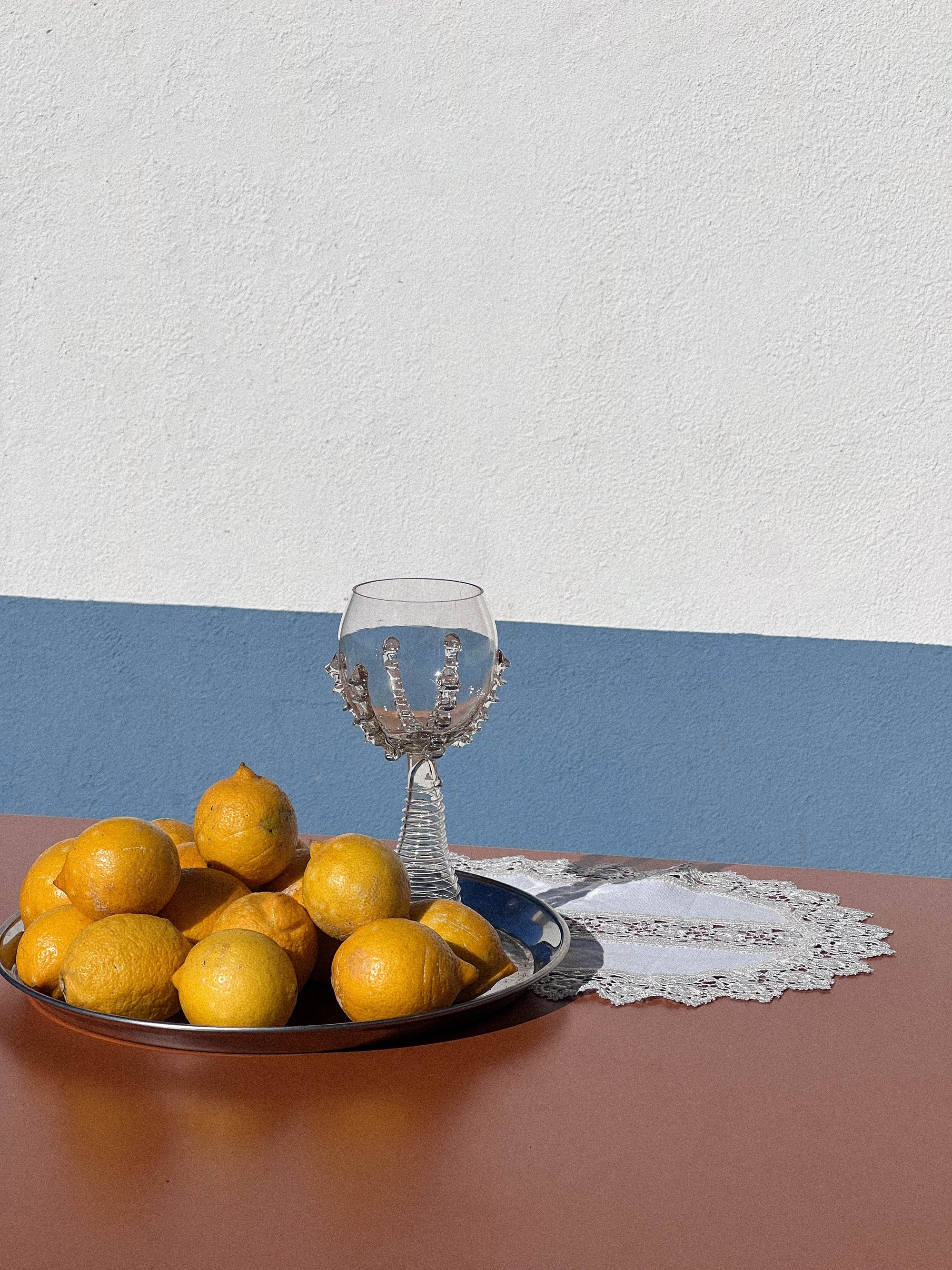 Mouthblown Wine Goblets - Tall Ribbed Green